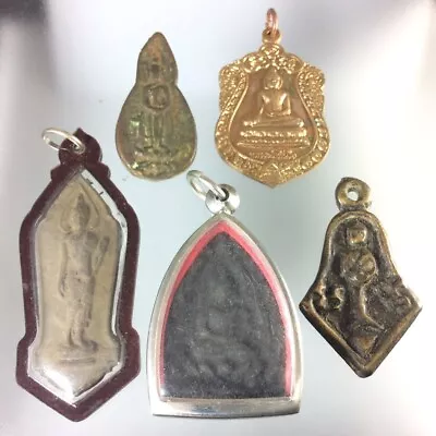 5Pcs THAI AMULETs Pendant Coin Old Magic Occult Talisman Lucky Wealth Fortune F1 • $25.97