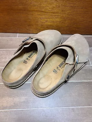 Birkenstock Lutry Clogs Grey Taupe  / Beige Suede Size Mens 12 New W/O Box • $139