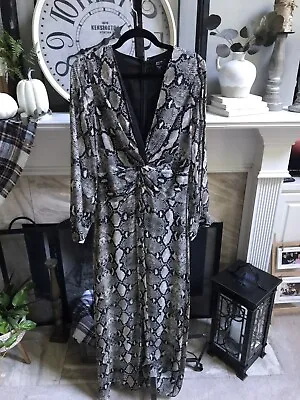 MARCIANO For GUESS Python Print V Neck Long Sleeve Maxi Dress - Silk - Sz M • $32.99