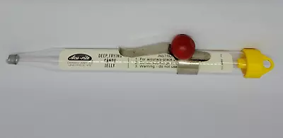 Vintage Acu-rite Deep Fry Candy Jelly Thermometer Chaney Inst USA Red Wood Ball • $4.99