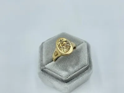 Antique Victorian 14K Gold Wax Seal Signet Coat Of Arms Family Crest Ring • £959.38