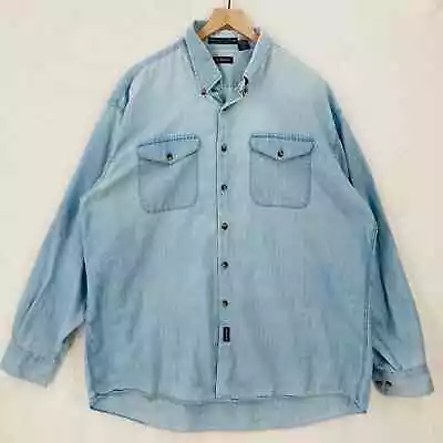 Vintage Gant Button Down Shirt Mens XL Denim Chambray Lightweight Long Sleeve • $14.99