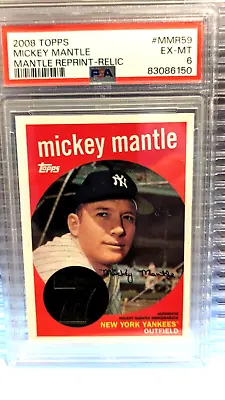 Topps MICKEY MANTLE Player Worn Jersey Relic 59' Topps PSA EX MINT 6 POP 2   WOW • $77.77