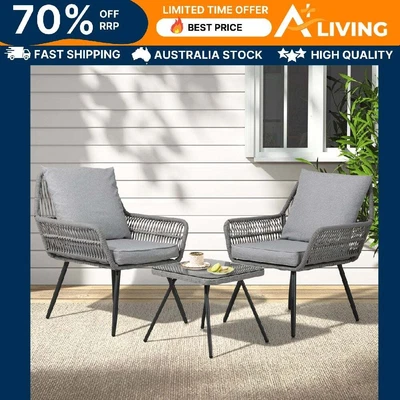 $322.48 • Buy Outdoor Furniture 3-Piece Lounge Setting Chairs Table Bistro Set Patio