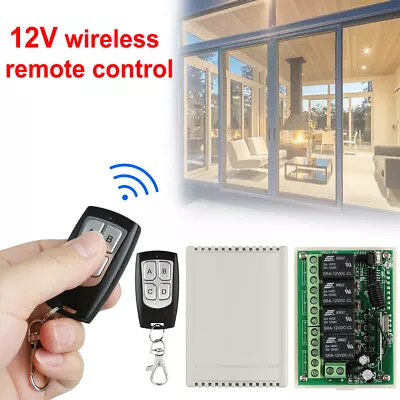 RF Wireless Remote Control Switch Receiver 2 Transmitter+ 12V 4CH Channel Relay • $17.09