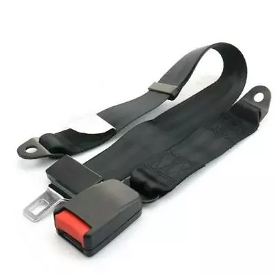 Universal Adjustable 2Point Car Safety Seat Lap Belt Buckle Kit Black Strap 1x • $20.99