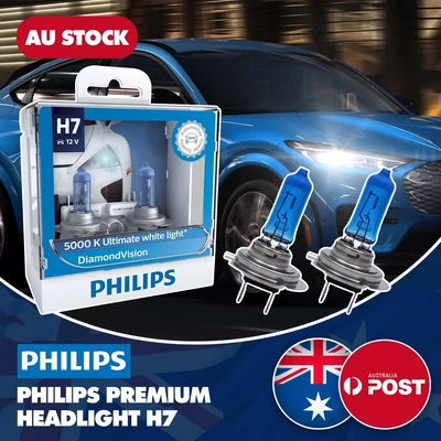 $42.99 • Buy 2pcs Philips H7 DiamondVision 5000k Halogen Car HeadLight Lamp Globes Bulbs
