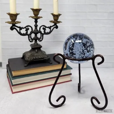 Vintage Cast Iron Brown Metal Sphere Crystal Ball Stand Orb Crystal Display • $22.93