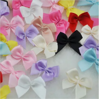 10-100Pcs Mini Satin Ribbon Flowers Bows Gift Craft Wedding Decoration Ornament • $4.29