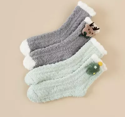 Women Luxury Winter Xmas Socks | Thick Soft Fluffy Gift Fleece Lined Slippers | • £13.95