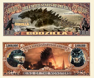 Godzilla Million Dollar Bill Play Funny Money Novelty Note With FREE SLEEVE • $1.69