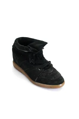 Isabel Marant Womens Black Suede High Top Wedge Heels Sneakers Shoes Size 8 • $97.21