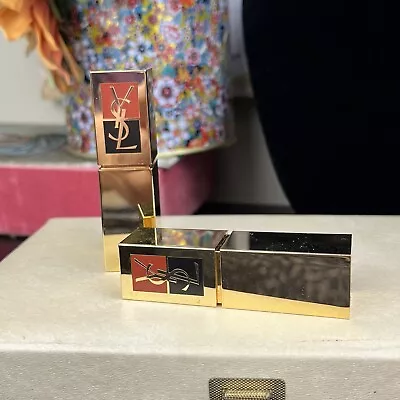 Vtg Yves Saint Laurent Lipstick Tubes 80s Logo Gold-tone Metal Reuse Refurbish • $15