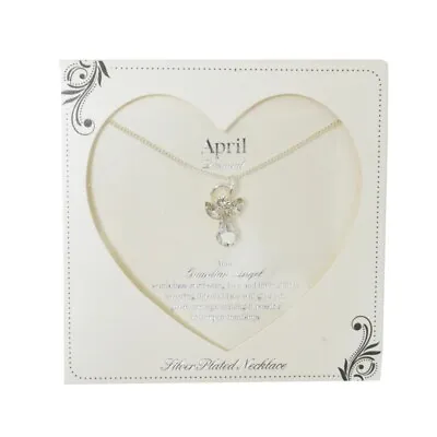 £8.49 • Buy Guardian Angel April Birthstone Necklace With Gem Stone Sentimental Gift Idea