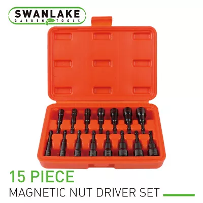 15pcs Laser Etched Impact Magnetic Nut Setter Driver Bit Set SAE Metric 1/4  Hex • $17.59