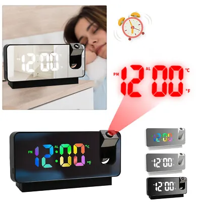 £3.85 • Buy Led Smart Digital Alarm Clock Projection Temperature Projector Lcd Display Time