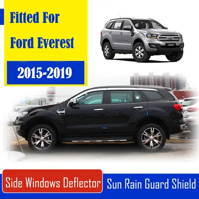$169.99 • Buy Chrome Side Window Visor Vent Deflector Sun Rain Guard Shield For Ford Everest