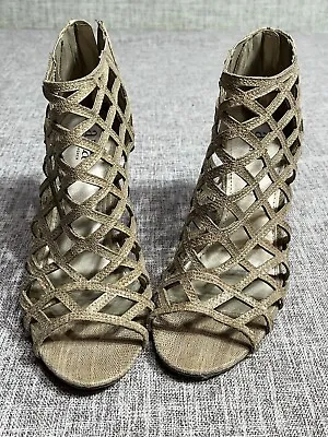 A. N. A A New Approach SZ10 M Women’s Beige Lattice Open Toe High Heels Shoes  • $15.99