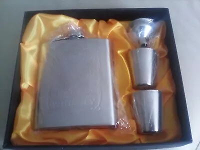 Jack Daniels Hip Flask Gift Set New In Wrapping Flask Funnel & Shot 'glasses' • £15