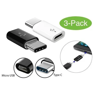 3 Pack Micro USB Female To USB C Type C Male OTG Adapter Converter Connector • $2.99