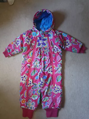Hanna Andersson Girls Outerwear Floral Print Snowsuit Size 90 Excellent • $34.99