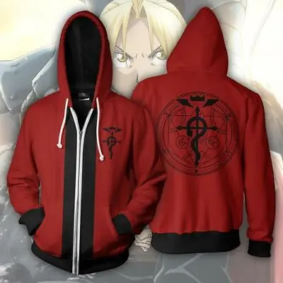 Men/Teens Fullmetal Alchemist Edward Elric Anime Hoodie Zipper Jacket • $23.39