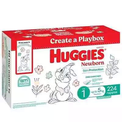 Huggies Unisex Nappies Size 1 Newborn (Up To 5 Kg) 224 Nappies • $82