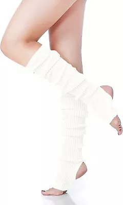 Long Leg Warmer V28 Women’s Men 80s Party Ribbed Knit Dance 71 Cm White • $13.16