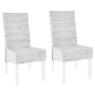 Dining Chairs 2 Pcs Light Brown Kubu Rattan And Mango Wood • $275.84