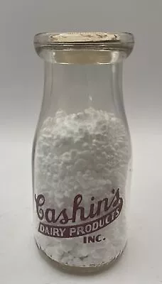 Vintage CASHIN'S DAIRY PRODUCTS Half Pint Milk Bottle Waterbury Connecticut • $8.99