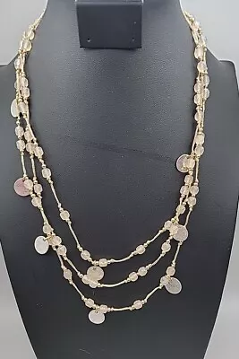 J Jill Multistrand Necklace Gold Bead Silver Disc & Quartz 21  • $22.40