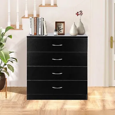 New 4 Drawer Chest Dresser Clothes Storage Bedroom Furniture Cabinet Black • $74.99