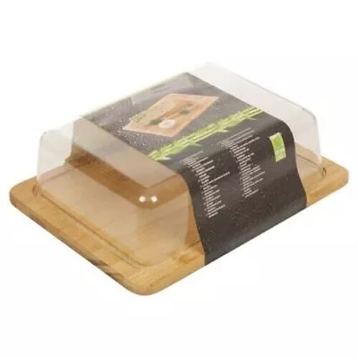 Bamboo Cheese Board & Acrylic Cover Serving Storage Platter Tray Wooden Server D • £0.99