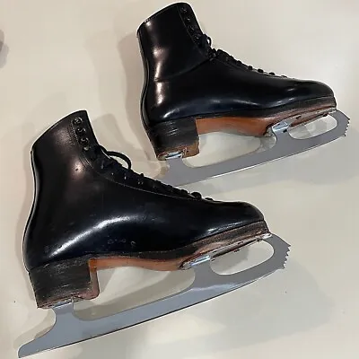 Riedell Men Figure Skates Black Stiff Flex M 7 Sheffield Blades Hn 10.5 • $69