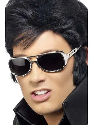 Elvis Presley Silver Shades/Glasses 1970's Disco Fancy Dress Costume Accessory • $10.95