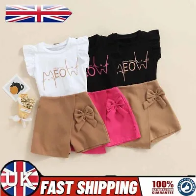 2PCS Toddler Baby Girls Outfit T-shirt Tops+Shorts Pants Kids Summer Clothes Set • £11.99