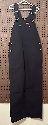 36X32 Dickies Men's Duck Bib Overall Rinsed Black DB100RBK New With Tags • $44.94