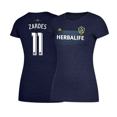 Gyasi Zardes LA Galaxy MLS Adidas Women's N&N Jersey Navy Blue Tri-Blend T-Shirt • $14.99