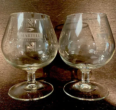 2 - Martell Cognac Clear Glass Snifter Stemmed Glasses 4.5 Inches Tall Brand New • $40