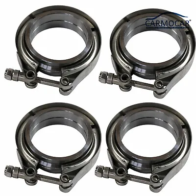 $45.97 • Buy Four 2.5  Stainless Steel V-Band Flange & Clamp Kit For Turbo Exhaust Downpipes