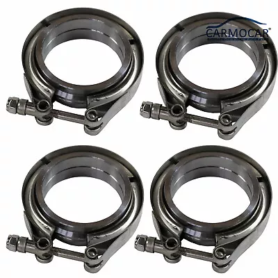 Four 2.5  Stainless Steel V-Band Flange & Clamp Kit For Turbo Exhaust Downpipes • $45.97