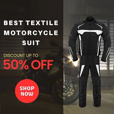 Mens Motorbike Suits Waterproof Motorcycle CE Jacket Trousers Armoured Racing UK • $101.65