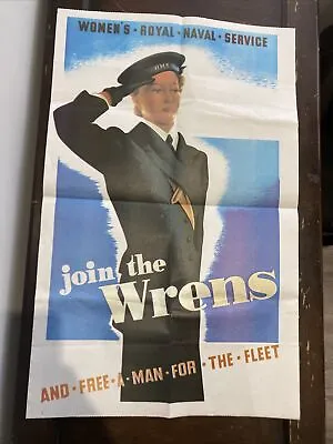 £9.99 • Buy WW2 World War II Royal Navy WRNS Wrens Recruitment Poster Bright Colours