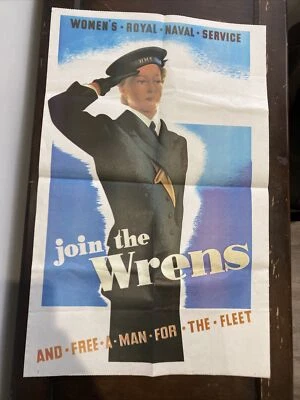 £9.99 • Buy WW2 World War II Royal Navy WRNS Wrens Recruitment Poster Bright Colours