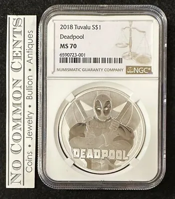 2018 Tuvalu Marvel Comics Deadpool 1 Oz .999 Silver BU Coin NCG MS 70 • $219.99