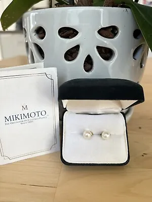 Mikimoto 18K Yellow Gold 7.0-7.5mm Pearl Stud Earrings - AAA Quality • $550