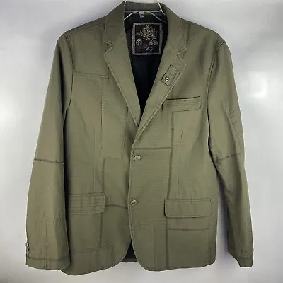 Marc Ecko Cut & Sew Gothic Olive Army Green Punk Patch Blazer Jacket  - Size XL • $59