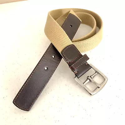 Coach Leather Canvas Belt Men's Large 42  105 Cm 5919 Tan Brown Silver Buckle • $19.99