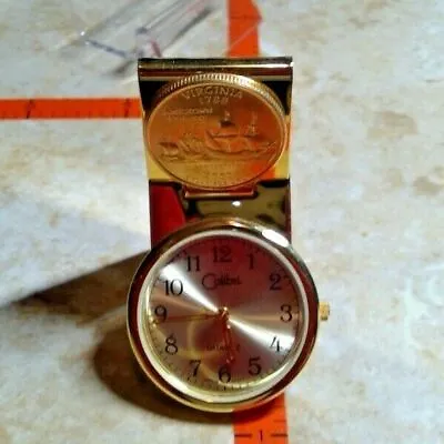 COLIBRI 24kt GOLD PLATED MONEY CLIP WATCH STATE QUARTER Of  SOUTH  CAROLINA • $39.99