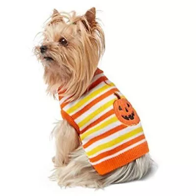 Martha Stewart Pumpkin Applique Stripe Dog Sweater Halloween Costume Outfit Med • $16.99